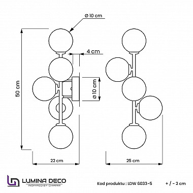 Настенный светильник Lumina Deco Marsiada LDW 6033-5 F.GD