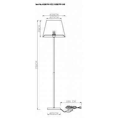 Торшер Arte Lamp Elba A2581PN-1AB