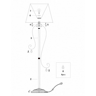 Торшер Simone FR2020-FL-01-BZ