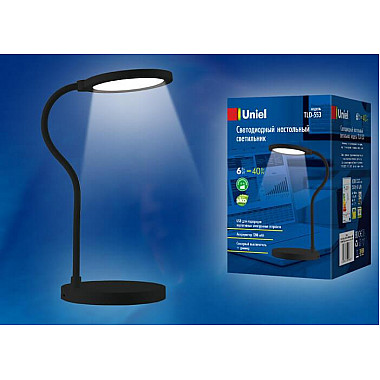 Настольная лампа Uniel TLD-553 Black/LED/400Lm/4500K/Dimmer/USB UL-00003339