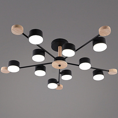 Потолочная люстра 03751-0.3-10 BK+WOOD GX53