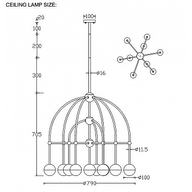 Подвесная люстра Crystal Lux Truena SP-PL6+3+1 Bronze