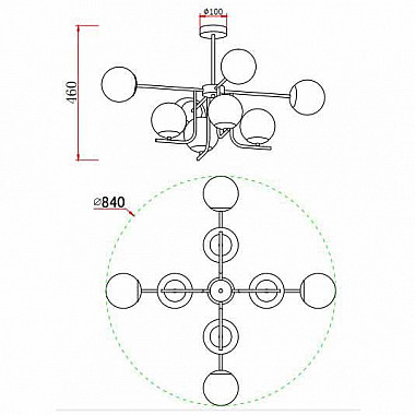 Потолочная люстра Rivoli Afina 3076-308 Б0047309