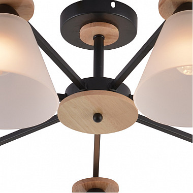 Потолочная люстра 01625-0.3-07 BK+WOOD