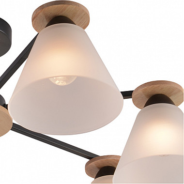 Потолочная люстра 01625-0.3-07 BK+WOOD