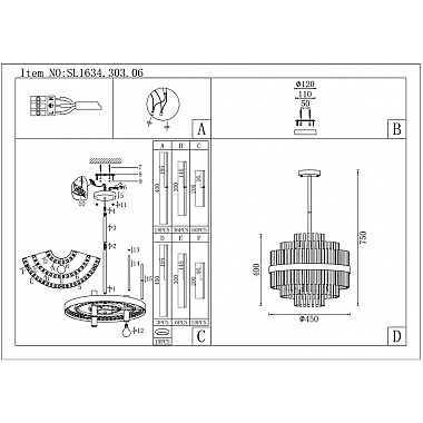Потолочная люстра Rens SL1634.303.06