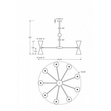Потолочная люстра Vesper MOD108PL-18GB