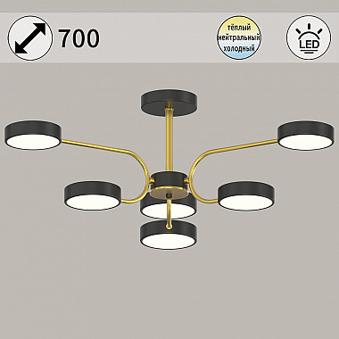 Потолочная люстра 03325-0.3-06 BK+COPPER