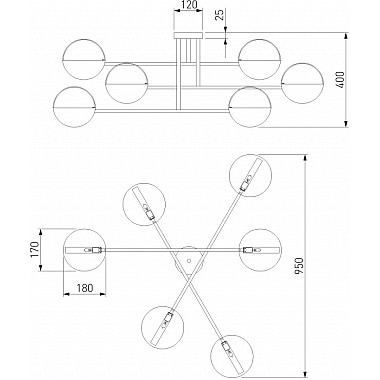 Потолочная люстра Grazia 70148/6 черный/золото Smart