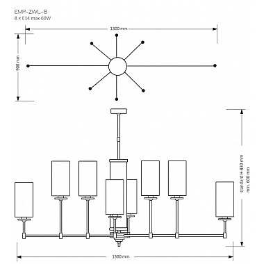 Потолочная люстра EMPOLI EMP-ZWL-8(Z)