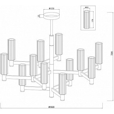 Потолочная люстра Ambra FR5167PL-12BS