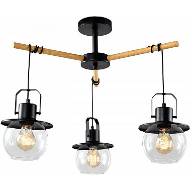 Потолочная люстра MD.23044-3-S-BK+WOOD