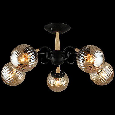 Потолочная люстра 04886-0.3-05 BK+WOOD