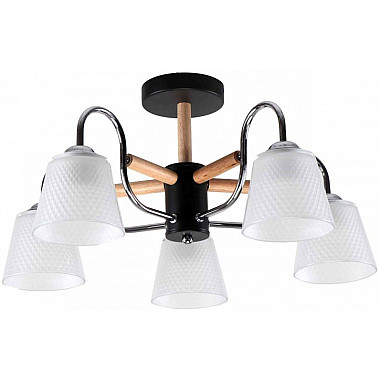 Потолочная люстра MD.51941-5-S-BK+WOOD