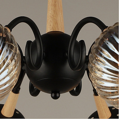 Потолочная люстра 04886-0.3-08 BK+WOOD