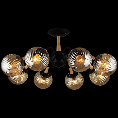 Потолочная люстра 04886-0.3-08 BK+WOOD