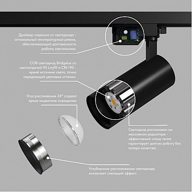 Трековый светильник SOLID KOPER DK6451-BK