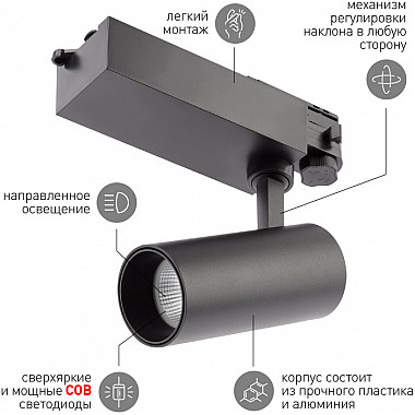 Трековый светильник SТR-30-36-40K-B20
