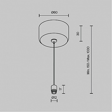 Тросовый подвес с потолочной чашей Accessories for system Shelf CA029SW-L1000-B