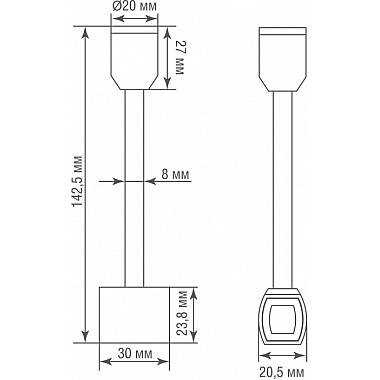 Соединитель на стойке CODE 1.2 Connector 180 H135 BBr DL20224