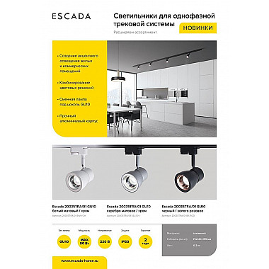 Трековый светильник Escada 20035TRA/01 BK/RGD