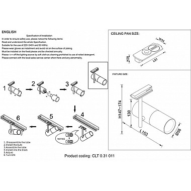 Трековый светильник Crystal Lux CLT 0.31 011 BL