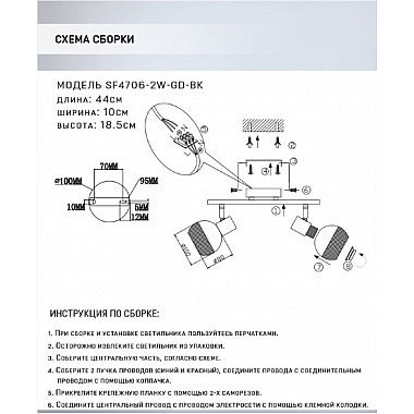 Спот Dzhuvela SF4706/2W-GD-BK