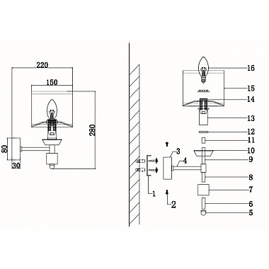 Бра Vivien LH1038/1W-CO-WT