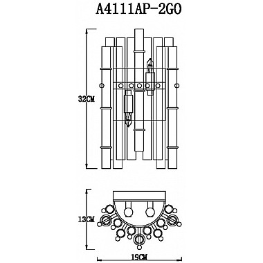 Бра Crystalla A4111AP-2GO