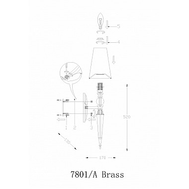 Бра 7800 7801/A brass matt без абажуров