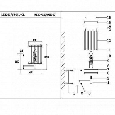 Бра Lumien Hall Krejne LH3063/1W-NL-CL