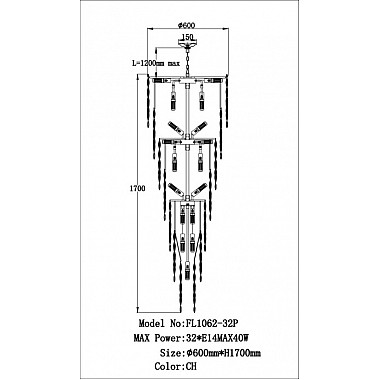 Подвесная люстра The Empress FL1062-32P