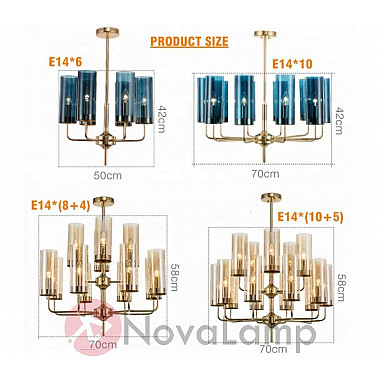 Люстра Hans-Agne Jakobsson Brass & Blue Glass Tube Chandelier Hans-Agne Jakobsson in 1970 15 Коричневый