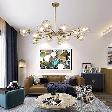Люстра на штанге MARINE D104 12 lamps Gold/Blue