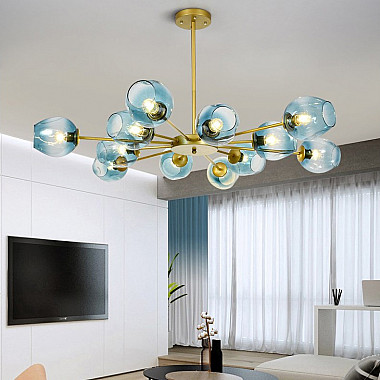 Люстра на штанге MARINE D104 12 lamps Gold/Blue