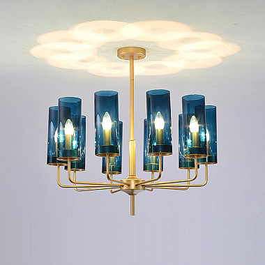 Люстра Hans-Agne Jakobsson Brass & Blue Glass Tube Chandelier Hans-Agne Jakobsson in 1970 15 Коричневый
