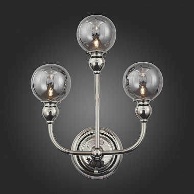 Настенный светильник с тремя шарообразными плафонами из стекла дымчатого цвета BREMER WALL