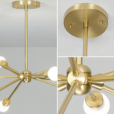 Люстра на штанге SPUTNIK D65 Gold/Black base