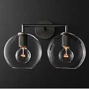 Бра RH Utilitaire Globe Shade Double Sconce Black