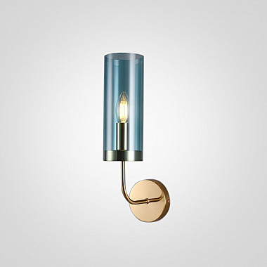 Настенный светильник Hans-Agne Jakobsson Brass & Blue Glass Tube wall light Hans-Agne Jakobsson in 1970