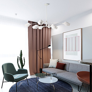 Люстра на штанге LANT D65 3 lamps Black/White