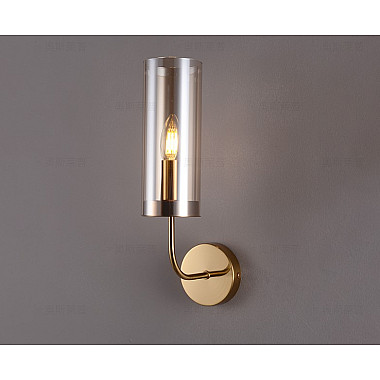 Настенный светильник Hans-Agne Jakobsson Brass & Blue Glass Tube wall light Hans-Agne Jakobsson in 1970