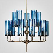 Люстра Hans-Agne Jakobsson Brass & Blue Glass Tube Chandelier Hans-Agne Jakobsson in 1970 15 Синий