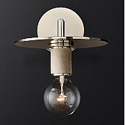 Бра RH Utilitaire Knurled Disk Shade Sconce Silver