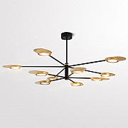 Люстра на штанге INGEL D150 10 lamps Black/Gold