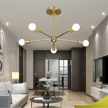 Люстра на штанге SPUTNIK D51 Gold/Black tubes