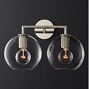 Бра RH Utilitaire Globe Shade Double Sconce Silver