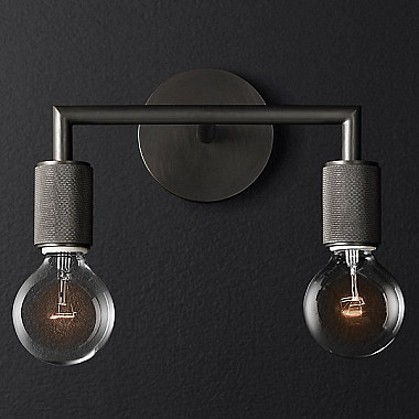 Бра RH Utilitaire Double Sconce Black