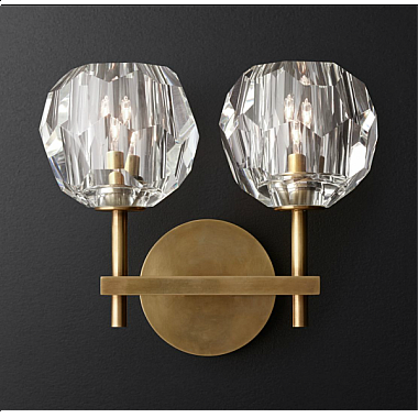 Бра Бра RH Boule de Cristal Double Sconce Brass