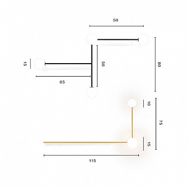 Настенный светильник LINES 2 золото